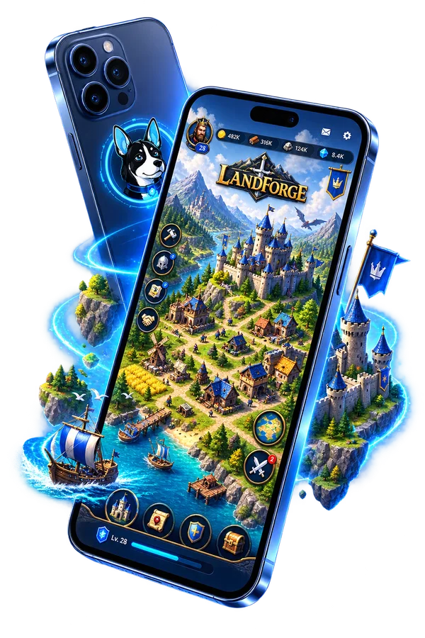 LandForge auf einem Smartphone